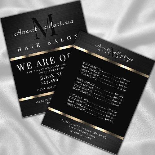 Black and metal faux texture prices flyer