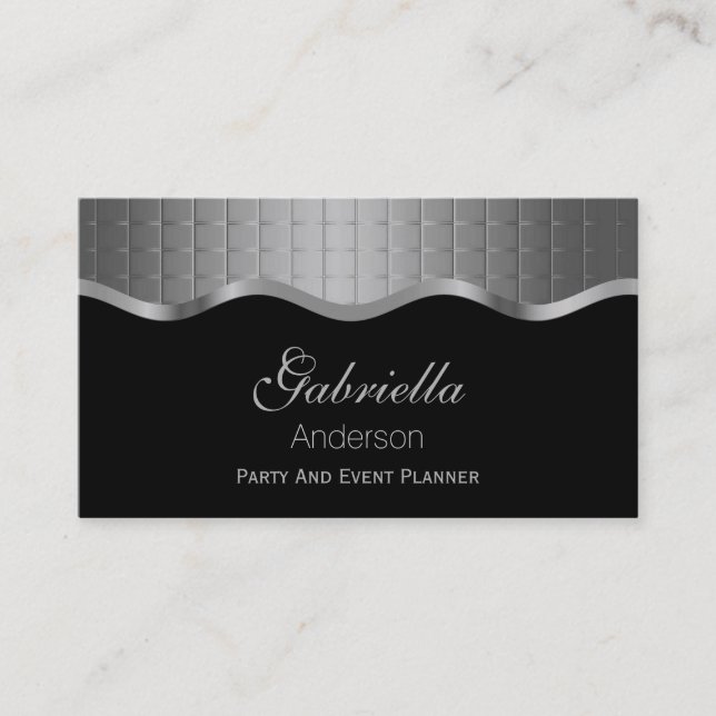 Black And Metal Look Business Cards (Front)