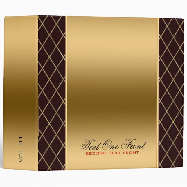 Black And Metallic Gold Geometric Design Binder (Front/Spine)