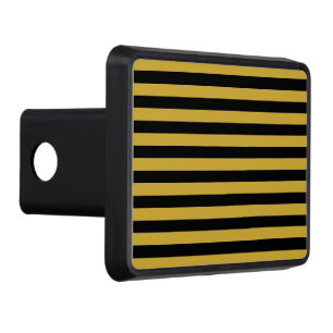 Black and Metallic Gold Horizontal Striped Stylish Hitch Cover