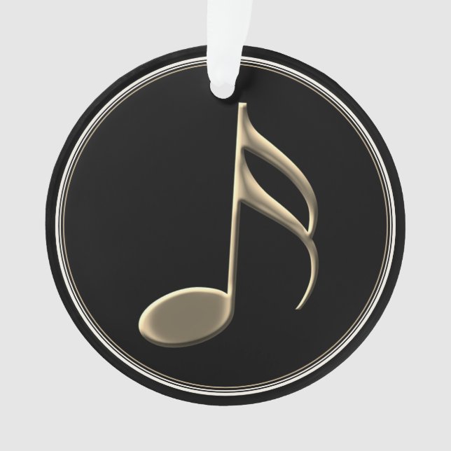 Black and Metallic Gold Music Note Name Ornament (Front)