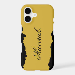 Black and Metallic Gold Stylish Personalized Name iPhone 17 Case