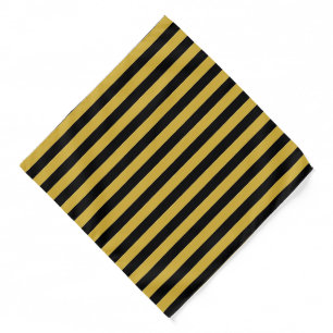 Black and Metallic Gold Stylish Striped Pattern Bandana
