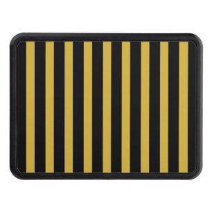 Black and Metallic Gold Vertical Striped Stylish Hitch Cover