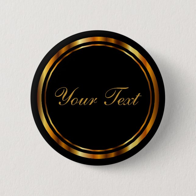 Black and Metallic Gold with DIY Text Button (Front)
