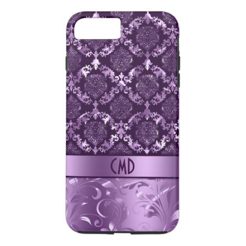 Black And Metallic Purple Damasks  Lace iPhone 8 Plus7 Plus Case