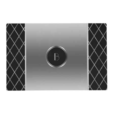 Black And Metallic Silver Geometric Design Placemat