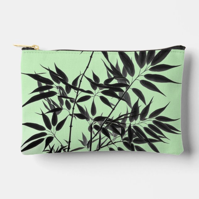 Black and Mint Green Bamboo Plant Accessory Pouch (Front)