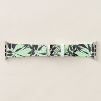 Black and Mint Green Bamboo Plant Apple Watch Band
