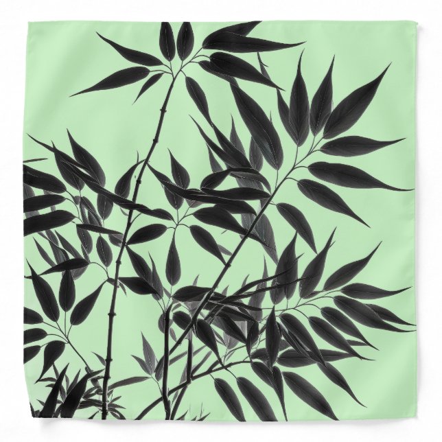 Black and Mint Green Bamboo Plant Bandana (Front)