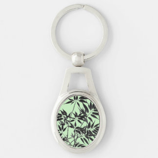 Black and Mint Green Bamboo Plant Keychain