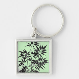 Black and Mint Green Bamboo Plant Keychain