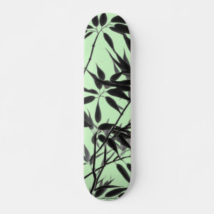 Black and Mint Green Bamboo Plant Skateboard