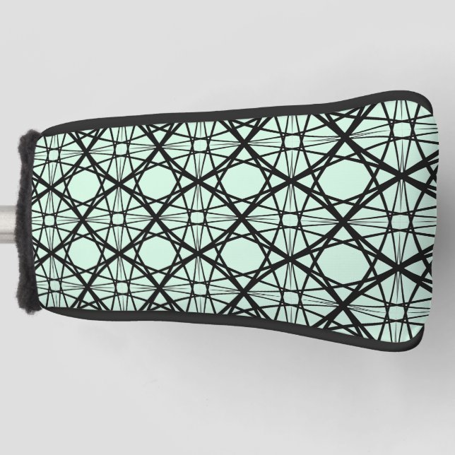 Black and Mint Green Geometric Art Golf Head Cover (Front)