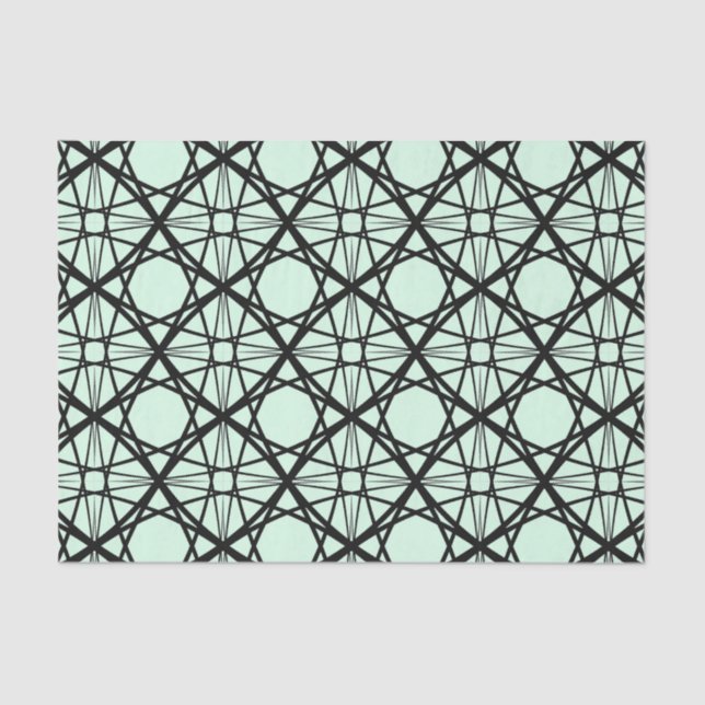 Black and Mint Green Geometric Art  Tissue Paper (Front)