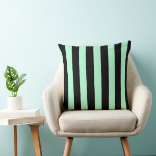 Black and Mint Green Throw Pillow