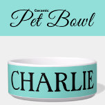 Black and mint with a name cat or dog bowl<br><div class="desc">Simple black and mint pet feeding bowl for your dog or cat.</div>