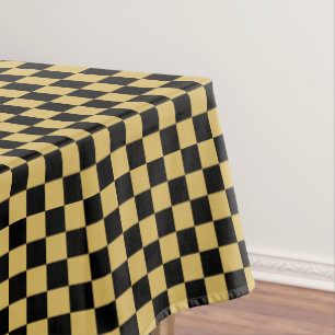 Black and Misted Yellow Checkered Tablecloth