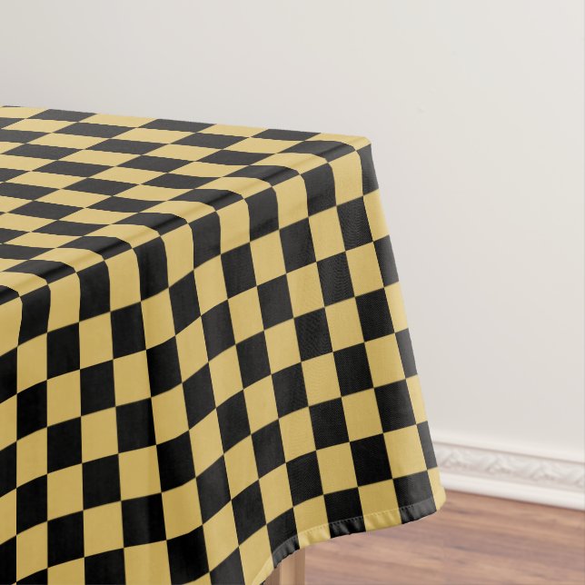 Black and Misted Yellow Checkered Tablecloth (In Situ)