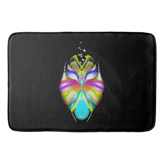 Black and Multicolor Oracle Owl Bath Mat (Front)