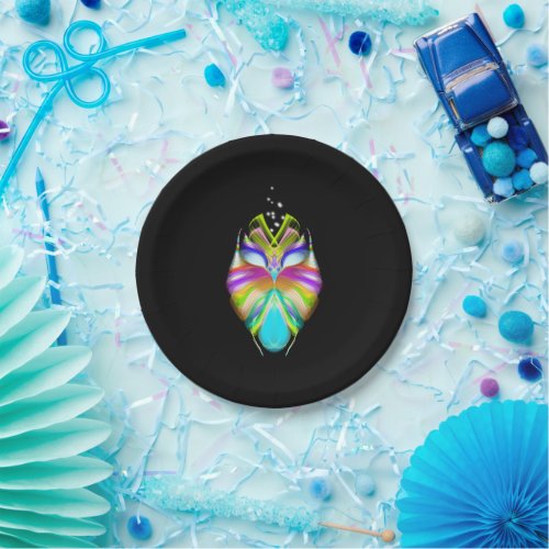 Black and Multicolor Oracle Owl Paper Plates