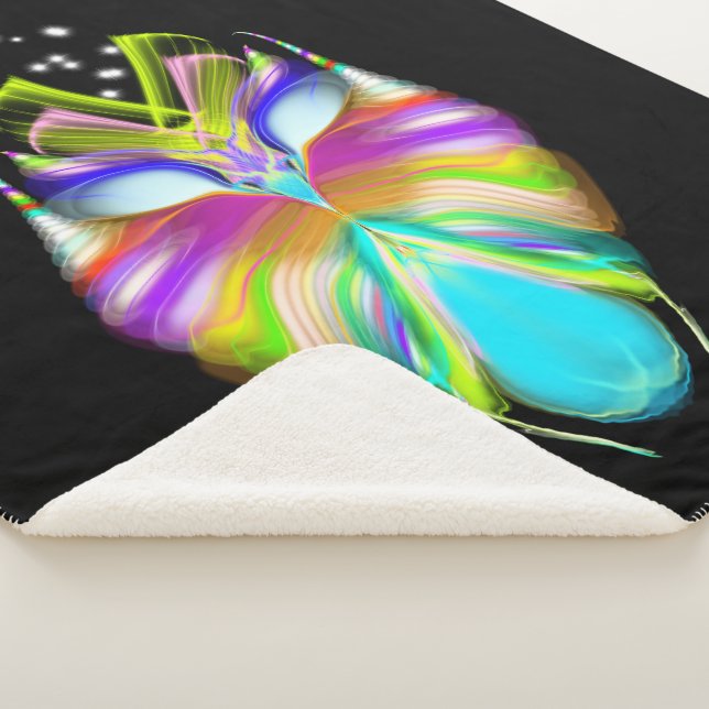 Black and Multicolor Oracle Owl Sherpa Blanket (3/4)