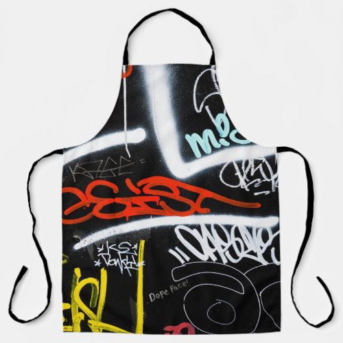 Black and multicolored graffiti art apron