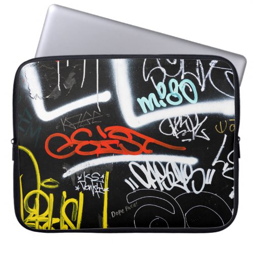 Black and multicolored graffiti art laptop sleeve