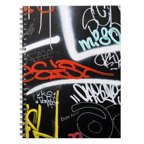 Black and multicolored graffiti art notebook
