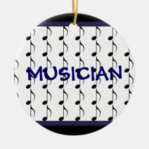 Black and Navy Musical Notes - Musician Ceramic Ornament