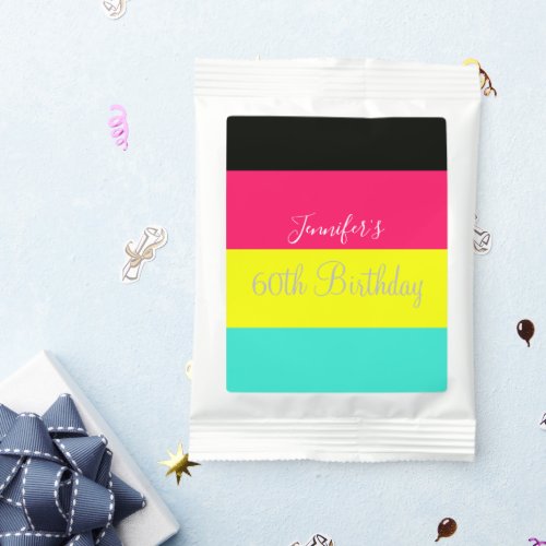 Black and Neon Color Block Stripe Monogram Name Margarita Drink Mix