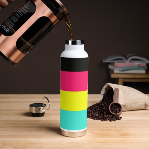 Black and Neon Color Block Stripe Monogram Name Water Bottle