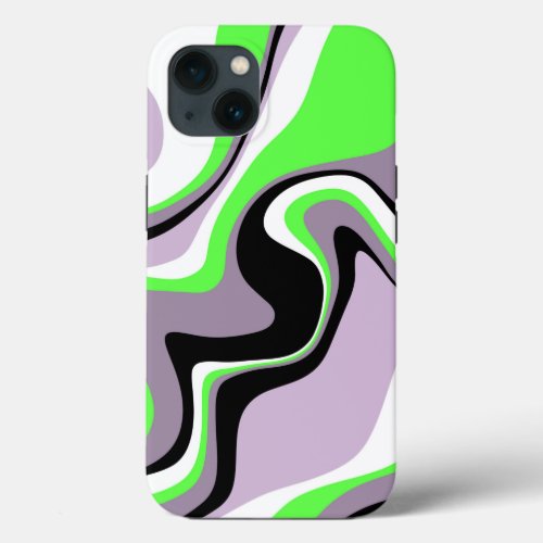 Black and Neon Green Fluid Abstract iPhone 13 Case
