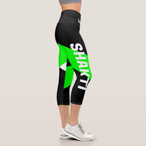 Black And Neon Green High Waisted Yoga Pants 