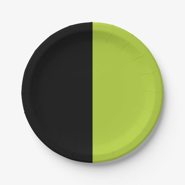 Black and Neon Green Paper Plates (Front)