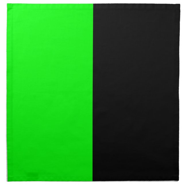 Black and Neon Green Split Color Cloth Napkin (Front)