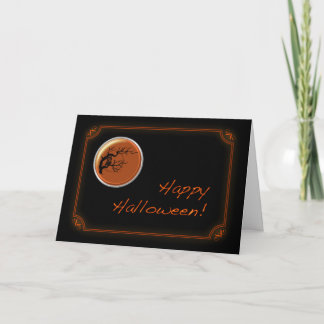 Black and Neon Orange Owl Coin Halloween Card