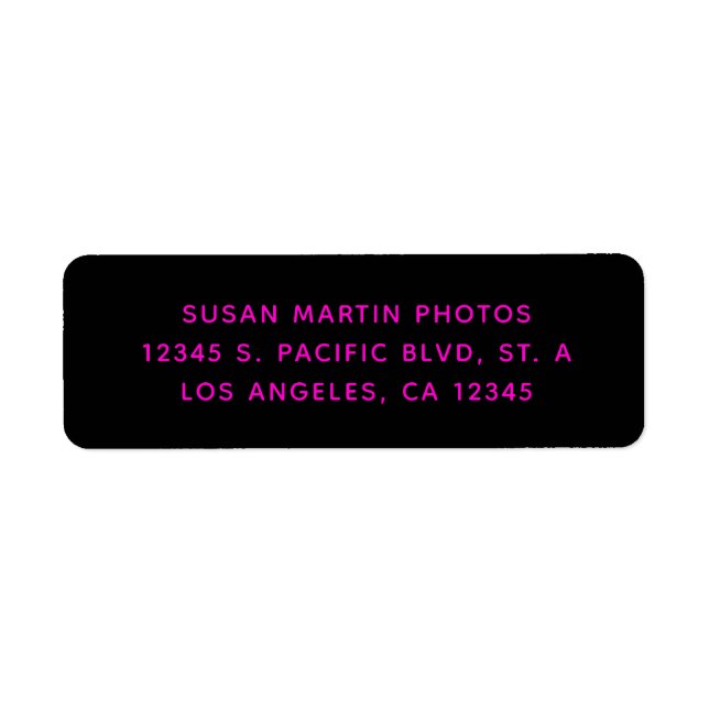 Black and Neon Pink Modern Minimalist Label (Front)