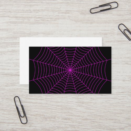 Black and neon pink spider web Halloween pattern Business Card