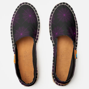 Black and neon pink spider web Halloween pattern  Espadrilles