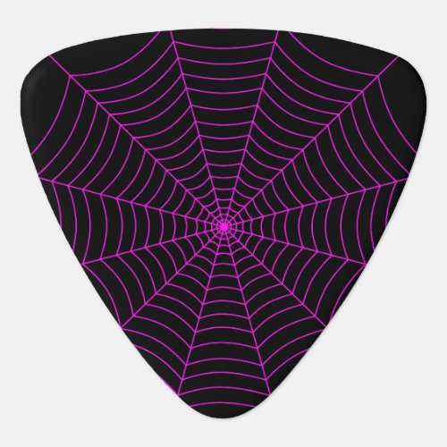 Black and neon pink spider web Halloween pattern Guitar Pick