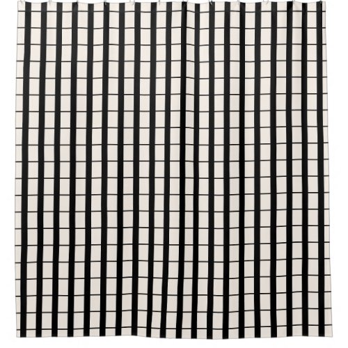 Black and Off White Grid Shower Curtain