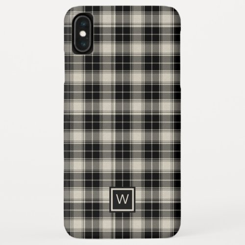Black and Off White Plaid with Monogram iPhone XS Max Case
