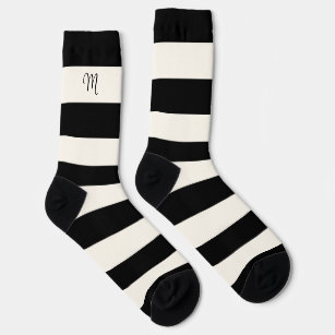 Black and Off-White Referee Stripes with Monogram  Socks