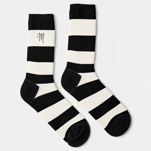 Black and Off_White Referee Stripes with Monogram  Socks