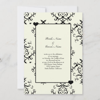 Black and Off White Wedding Invitations