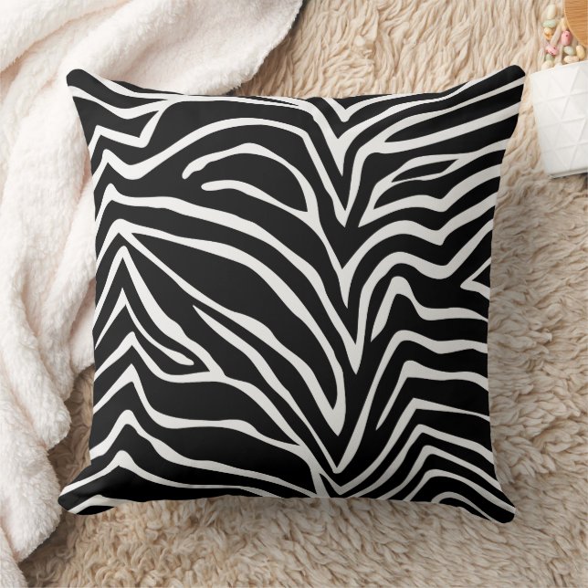 Black and Off White Zebra Design Pillow (Blanket)