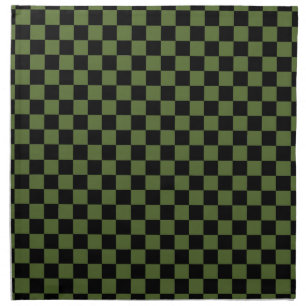 Black and Olive Green Checkered Cloth Napkin