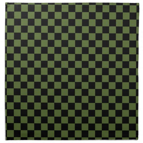 Black and Olive Green Checkered Cloth Napkin