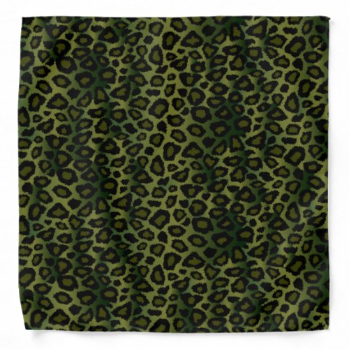 Black and Olive Green Leopard Animal Print Bandana